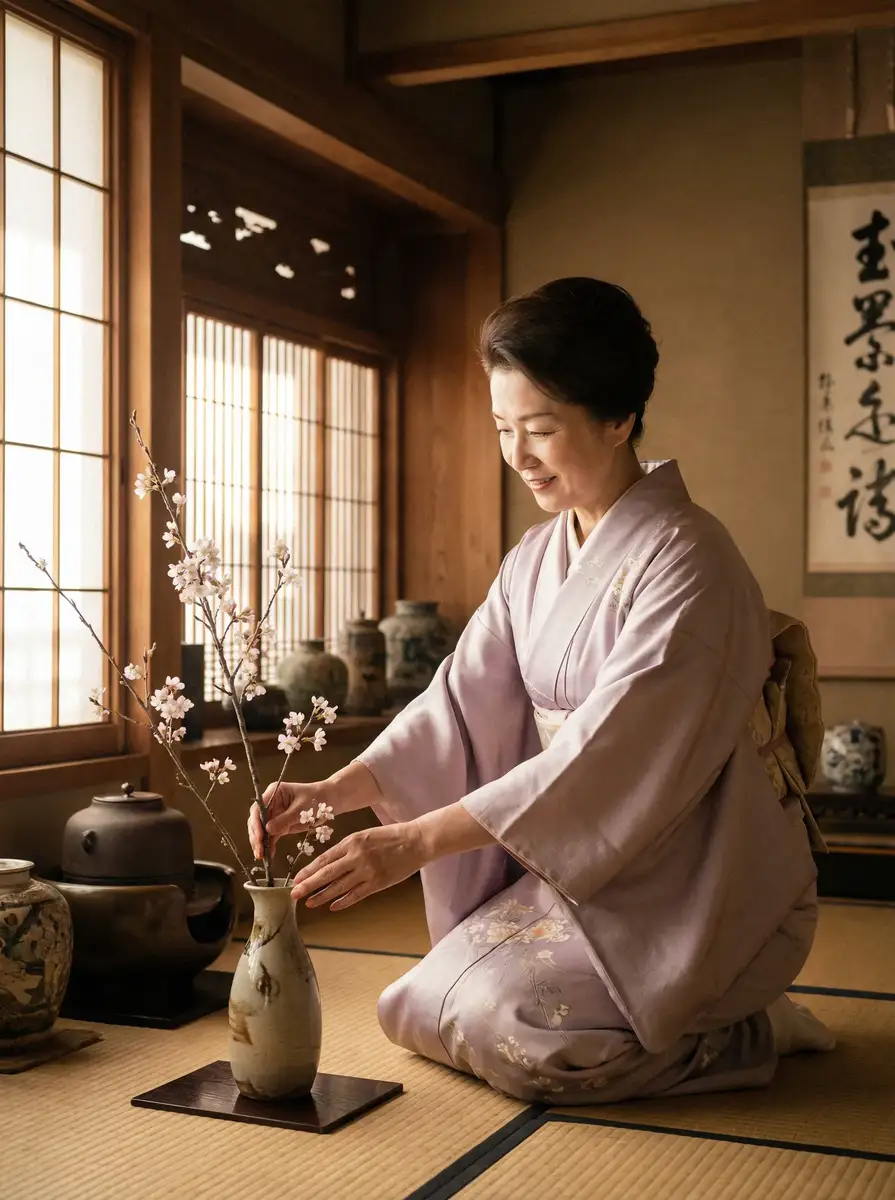 一位优雅的 吃瓜大赛 - 今日吃瓜与网友热议汇总 在和室中插花